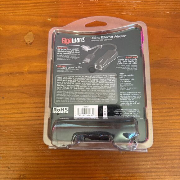 Gigaware USB To Ethernet Adapter 10/100Mbps For PC & Mac - Picture 2 of 2